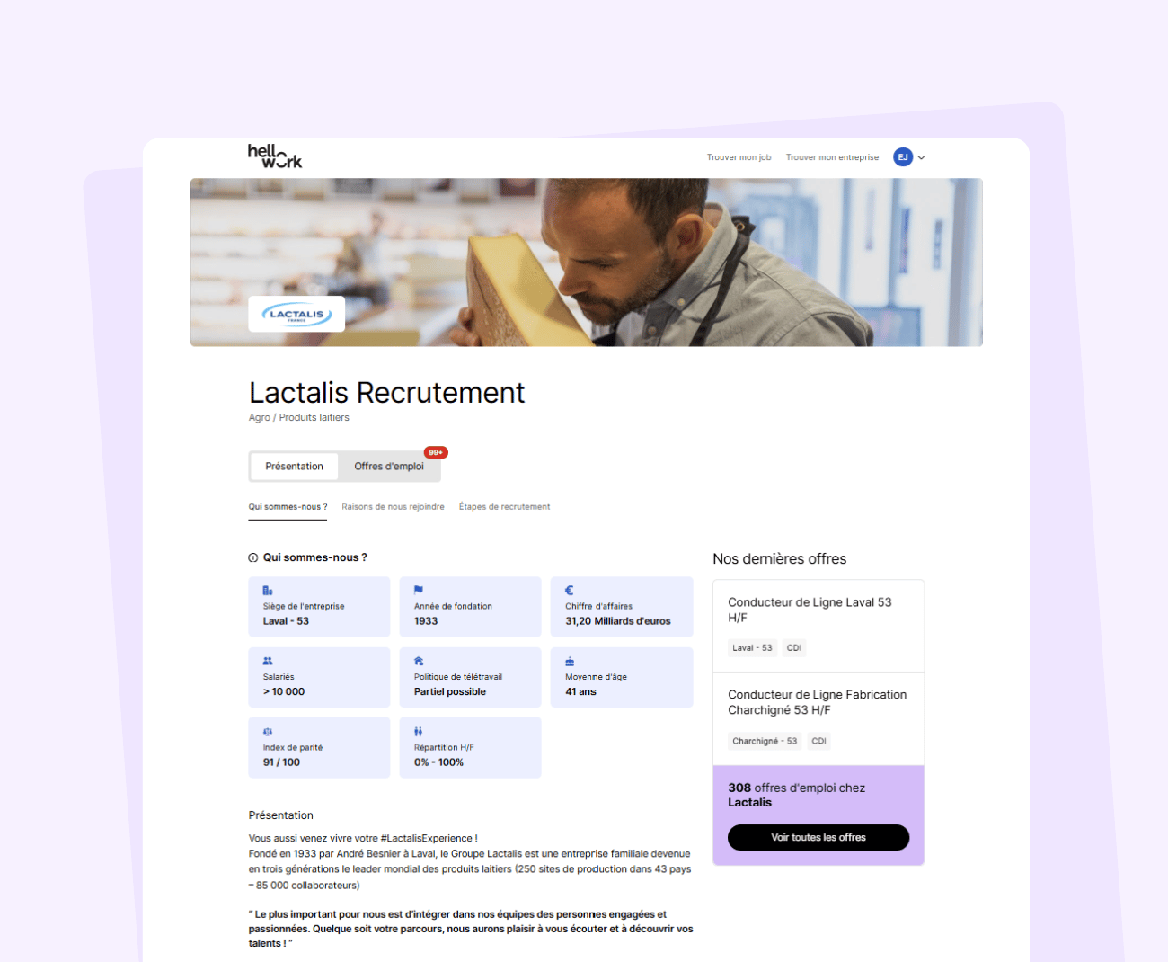 Page Entreprise Lactalis