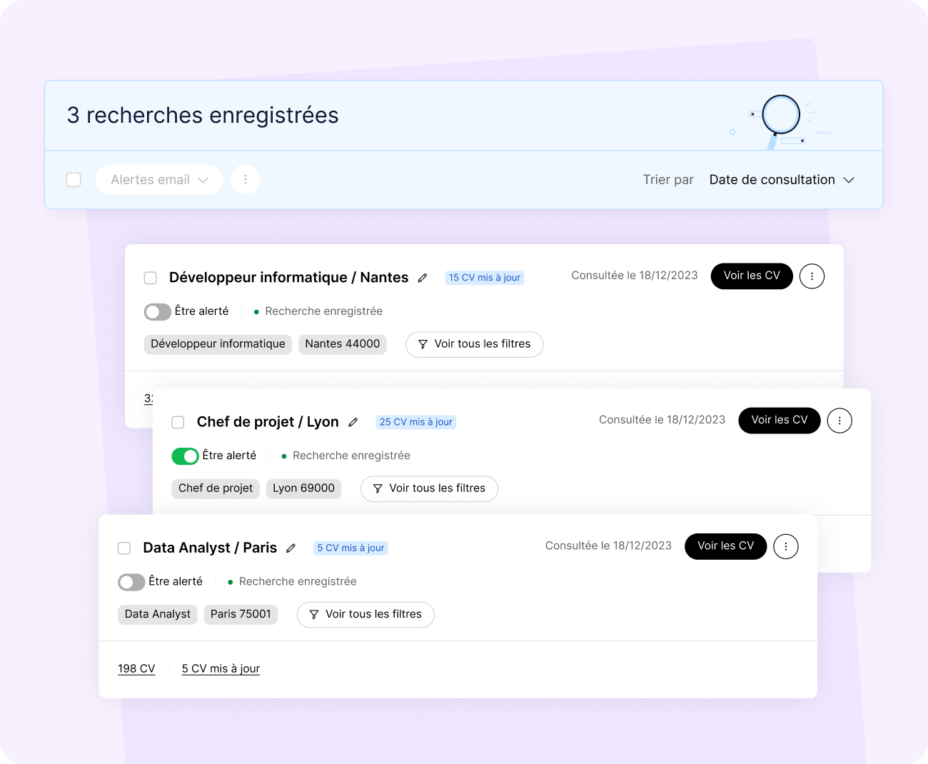 Sauvegarde et suivi des recherches