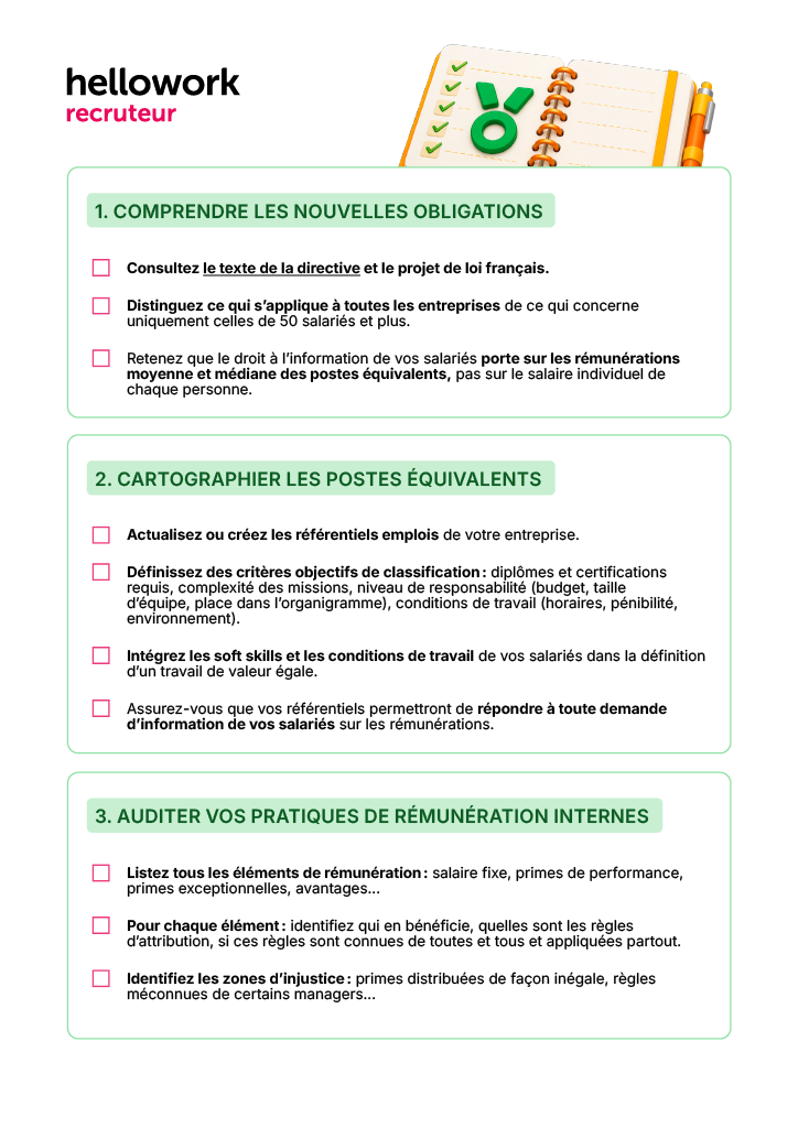 Aperçu de la check-list sur la transparence salariale 3